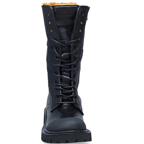 AS.98 Trevy Fur Sherpa lined combat boots black orange 39 8.5 9 worn few x’s - Picture 4 of 10